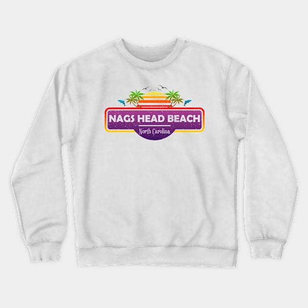 Nags Head Beach North Carolina, Palm Trees Sunset Summer Crewneck Sweatshirt by Jahmar Anderson